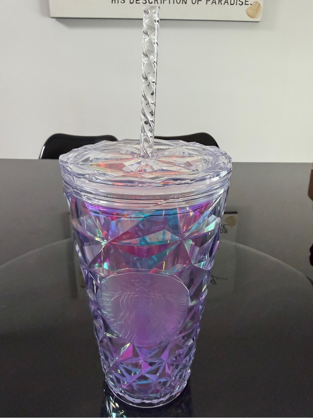 NWT Starbucks 16oz Iridescent Diamond Cut Cold Cup